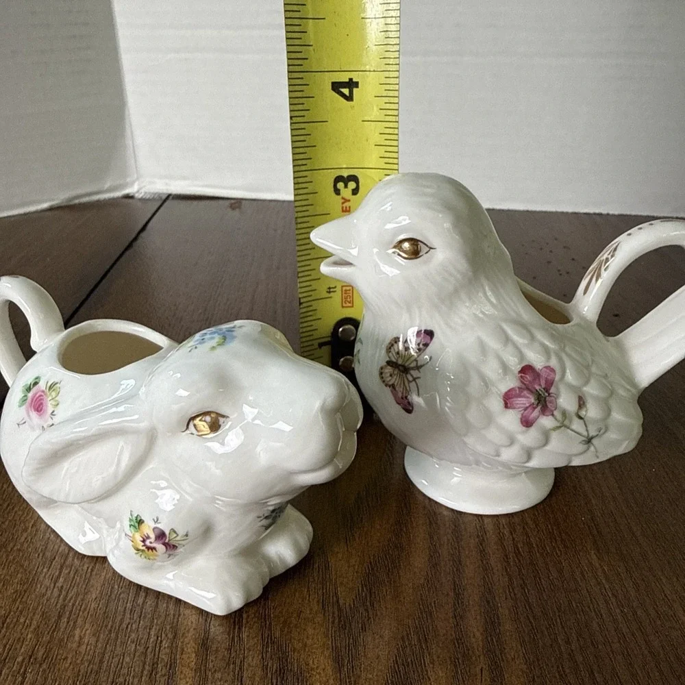 Grace's Teaware Porcelain Creamers Bunny & Bird Dainty For English Tea Time